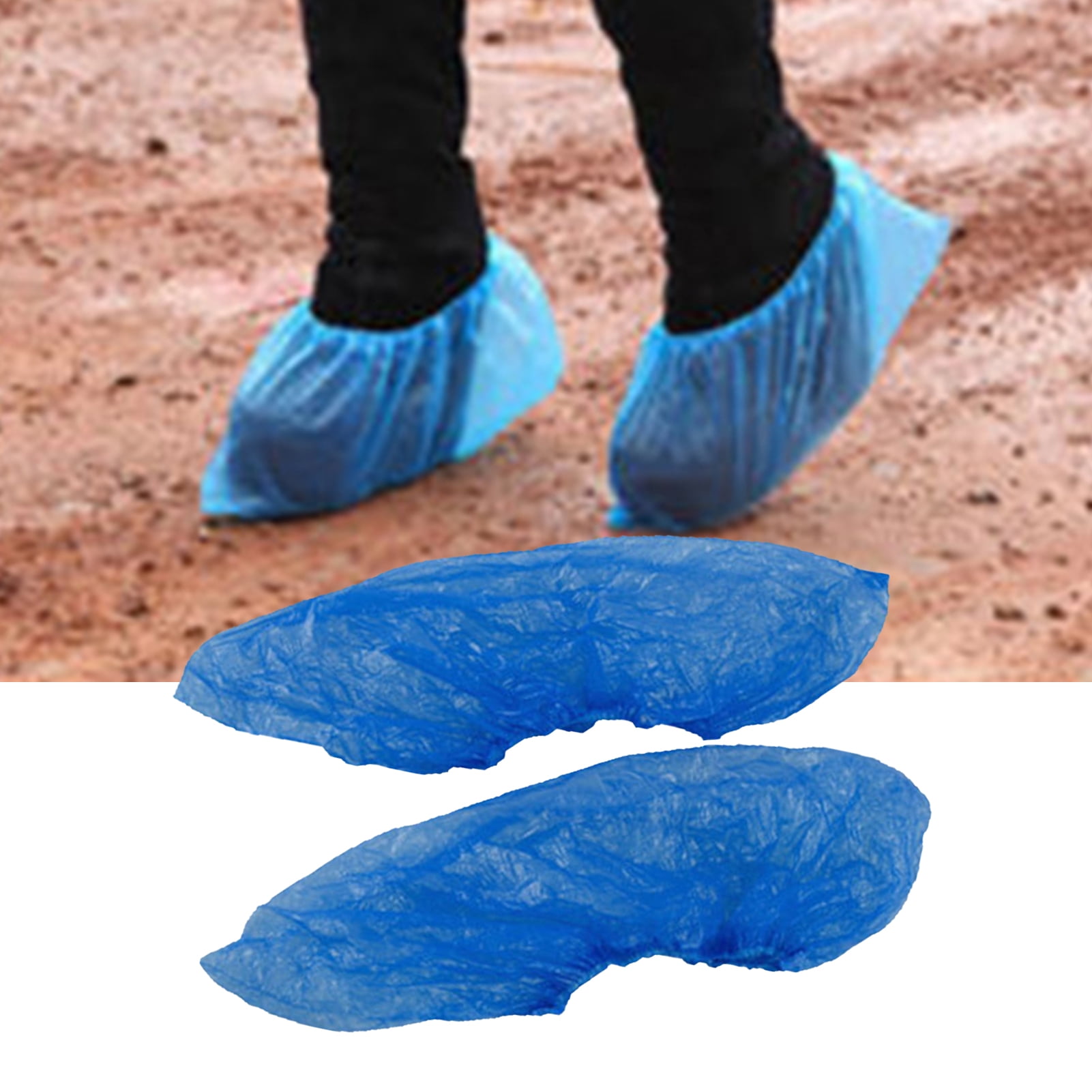 100PCS Blue Foot Shoes Cover Dustproof Plastic Disposable Floor Protector 