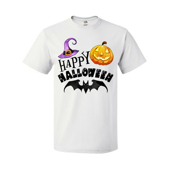 Inktastic Happy Halloween Bat, Witch Hat, Jack O Lantern T-Shirt