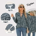 thumbnail image 2 of TEMOFON Blouses for Women Fall Floral Printed Split V Neck Long Sleeve Tops Loose Fit Casual Businesss Dressy Shirts S, 2 of 8