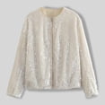 thumbnail image 2 of HBFAGFB Vestes à Sequins pour Femmes Manteau à Col Rond à la Mode Polyvalent pour Usage Quotidien Blanc Taille m, 2 of 4