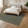 thumbnail image 3 of ODIKA 6'x9' Olive Green Victorian Botanical Floral Washable Area Rug Intricate Multi Panel Layout With Geometric Medallions Scrolling Vines Non-Slip, Easy Care, for Family Room, Living Mater Bedroom, 3 of 7