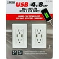 thumbnail image 1 of Feit Electric 2-Pack Tamper Resistant Wall Outlet 120V, with (2) USB Ports 4.8 amp, 1 of 4