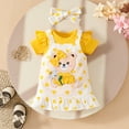 thumbnail image 2 of Afdoent Girl Outfits Girls Short Sleeve Romper Bodysuit Cartoon Bear Suspender Skirts Outfits Fashion Clothing Sets 6-9 Months, 2 of 5