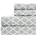 thumbnail image 2 of Royal Hotel Bedding Meridian Gray and White Brushed Percale Cotton Sheets, 4pc Queen Bed Sheet Set 100% Cotton, Superior Percale Weave, Crispy Soft, Deep Pocket, Modern Reactive Print, 2 of 4