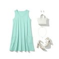 thumbnail image 2 of JWD Womens Summer Dresses 2026 Loose V Neck Sleeveless Sundresses Swimsuit Coverup with Pockets Mint Blue 2XL, 2 of 6