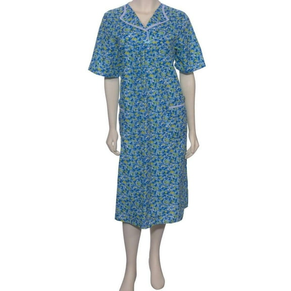 Back Snap Housecoat Duster with Flip Collar