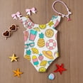 thumbnail image 6 of Abcomgle Kids Bathing Suits Girls Ruffled Stretchy One Piece Girls Swimsuit Cute Pineapple Graphic Girls Swimwear, 6 of 7