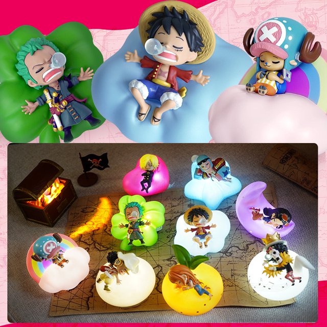Figura de Anime de una pieza, Luffy, Zoro, Nami, Sanji, lámpara de luz nocturna, luz suave, dormitorio, cabecera, luz LED, adornos para habitación, juguetes para niños