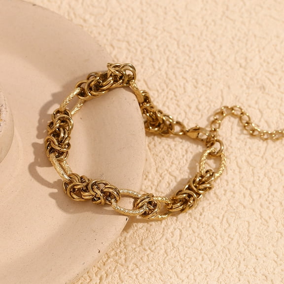 14K Yellow Gold Twisted Bracelet Bangles For Women Trendy Wrist Chain Waterproof Jewelry Gift Party