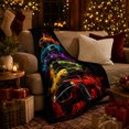 thumbnail image 3 of Six Neon Muscle Cars Glowing Smoke Black, Cozy Friendship Quote Scene, Warm Flannel Blanket for Living Room and Reading Nook, Art Lovers Friendship Gift, Fantasy Home Decor, 3 of 9