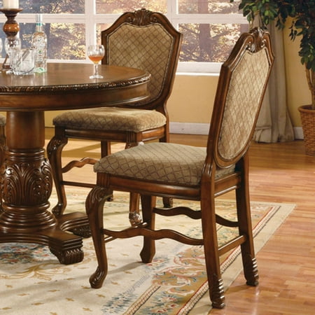 Cherry Finish Modular Guest Chair - ACME Chateau De Ville Counter Height Chair, Fabric & Cherry (Set of 2)