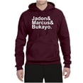 thumbnail image 2 of Wild Bobby, Jadon & Marcus & Bukayo, Sports, Unisex Graphic Hoodie Sweatshirt, Maroon, Medium, 2 of 5