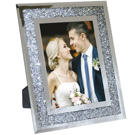 Decorative Picture Frame 5x7 Photo Holder Mirror with Sparkling Crystal Boarder - EGP-HD-0128