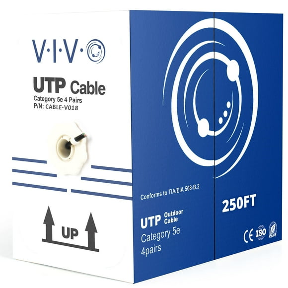 Cable Ethernet VIVO CABLE-V018 Cat5e, 250 pies, resistente al agua, negro