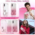 thumbnail image 3 of for Samsung A50 Phone Case Clear Glitter Sparkle, Luxury Shiny Samsung Galaxy A50 Case Flower Silicone TPU Protective Case Anti-Scratch Cover Purple Slim Soft (Pink), 3 of 7