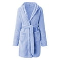 thumbnail image 3 of YanHoo Plus Size Fuzzy Robes for Women Plush Bathrobe Mid Length Tie Waist Belted Kimono Spa Robes Short Cute Soft Winter Sleepwear, 3 of 6