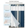 thumbnail image 2 of No Hook Cloth Fabric Shower Curtain with Snap in Liner, Navy Blue Beige Striped Waterproof Shower Curtains Set with See Through Top Window, Modern Farmhouse Retro Lines Bath Curtains Shower 66"x72", 2 of 6