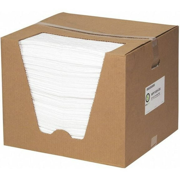 Sorbent Pad, 26 gal, 15 in x 19 in, Oil, White, Polypropylene