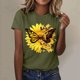 thumbnail image 3 of Gibobby Playera de Verano para Mujer Camiseta deportiva informal manga corta con cuello redondo y estampado girasol a la moda para mujer(AG,G), 3 of 5