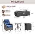 thumbnail image 5 of Jentlehouse 7-Piece Patio Fire Pit Set with 6'' Thick Cushion Swivel Gliding Chair and Side Table,Outdoor Conversation Set with Firepit Table,Hidden Tank for Balcony Deck Yard, 5 of 13