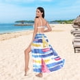 thumbnail image 6 of FORMRS Womens Long Sarong Beach Wrap Semi-Sheer Bikini Skirt Bathing Swimsuit Cover Up, Red Hand Drawn Sailboats, 6 of 7