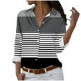 thumbnail image 1 of cfhntfmh Chemises Boutonnées pour Femmes Imprimé Rayé Manches Longues Blouses Col Automne Tops de Travail Amples, 1 of 4