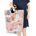 thumbnail image 4 of Yayeee Freestanding Laundry Hamper with Handle Collapsible Large Storage Basket for Clothes, Pink Christmas Snowman, 4 of 7