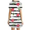 thumbnail image 3 of Summer Shift Dresses for Women Beach Floral Cute T Shirt Dress Sundress Casual Boho Crewneck Short Sleeve Mini Dress, 3 of 4