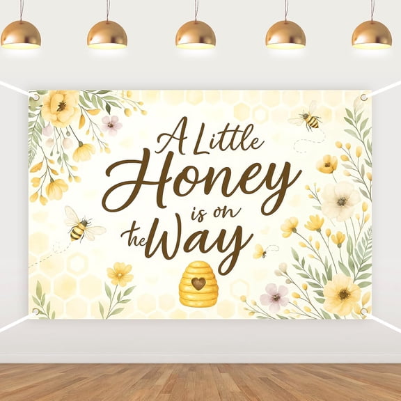 6x4FT Bee Baby Shower Backdrop A Little Honey is on The Way Photography Background Honey Bee Baby Shower Party Decorations Banner Supplies Photo Booth Props