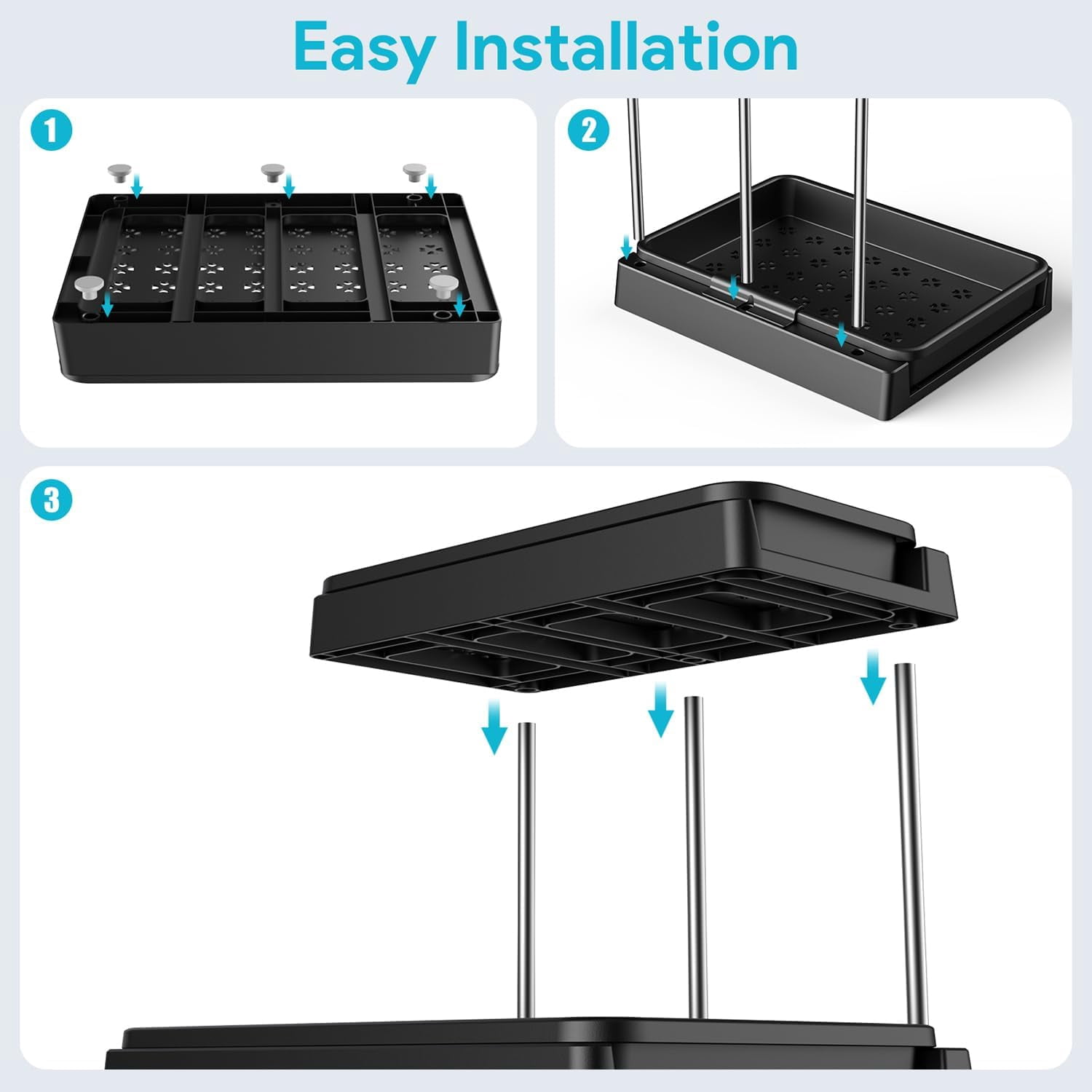 2-Tier Under Sink Organizers and Storage, Sliding L-shape Under Bathroom Kitchen Cabinet Organizers Narrow Space Sink Organizer