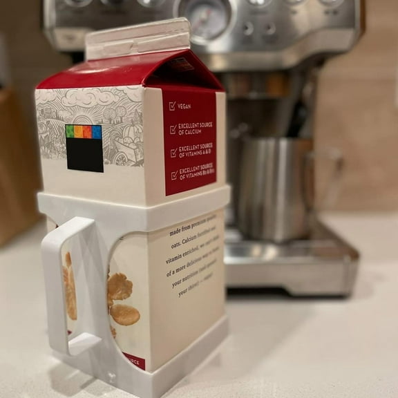 Opvise Dishwasher-Safe Ergonomic Milk Carton Holder with Anti-Slip Base, Food-Grade PLA for Half-Gallon Juice & Soda Bottles, 3D-Printed Rust-Resistant Kitchen Organizer A