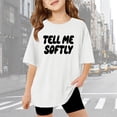 thumbnail image 1 of Stylish Graphic Letter Print Girls Short Sleeve Tees For Everyday Casual Wear Lightweight Comfortable Daily Tops, 1 of 3