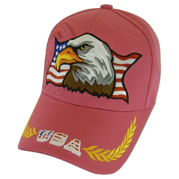 Men's Patriotic Large Eagle USA Adjustable Baseball Cap (Hot Pink)