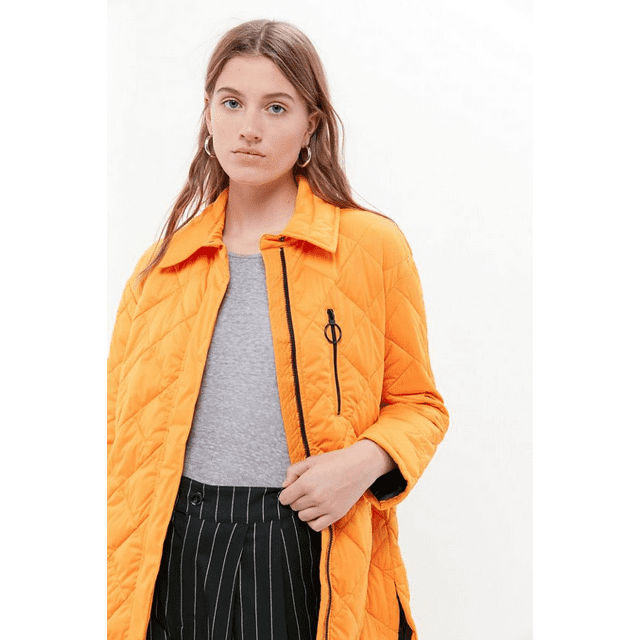 Avec Les Filles Diamond Quilted Shirt Jacket Orange ( S )