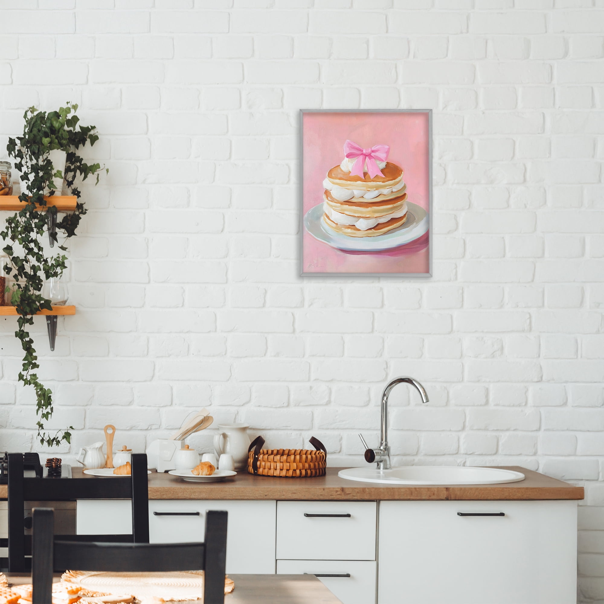 Stupell Industries Coquette Pancakes with Whipped Cream Gray Framed Giclee Art, design by The Prints Vibe