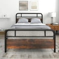 thumbnail image 4 of Costway Full Size Metal Platform Bed Frame Industrial Headboard Mattress Foundation, 4 of 10