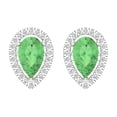 thumbnail image 3 of 14K Solid Gold Screw Back Stud Earrings for Women | 2.72 cttw Pear Cut Simulated Green Diamond | White Gold, 3 of 5