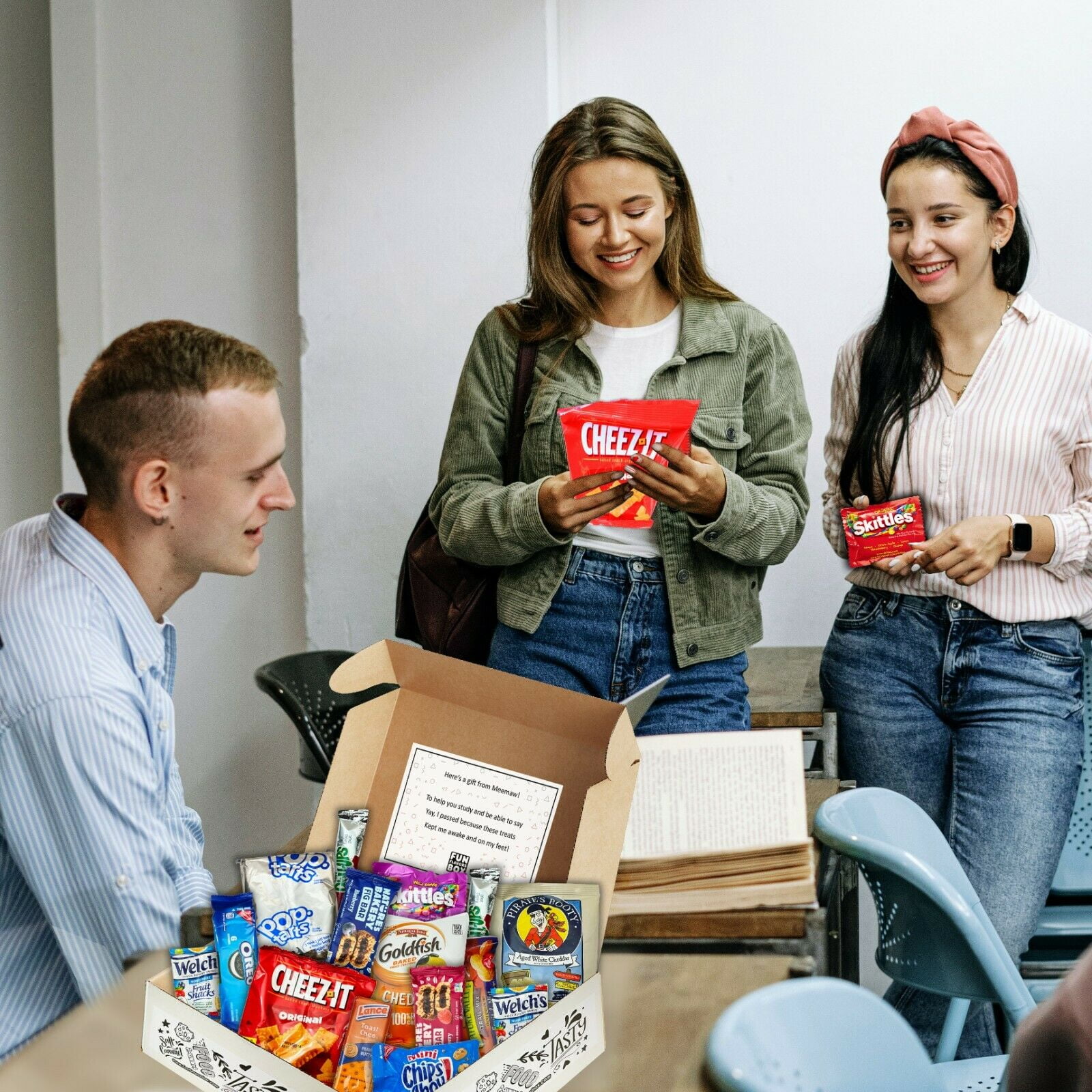 Fun Flavors Box Nut Free Diet Healthy Snack Care Package - 20 Snacks Variety Assortment of Chips, Cookies, Candy, Bars, Snacks Gift Box