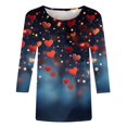 thumbnail image 4 of Valentine T Shirts, Women Heart Tees, Womens 3/4 Sleeve Tops Casual Fashion Women's Casual Crewneck 3/4 Sleeved Tees Ladies Loose T Shirt Tops Blouses Shirts, 4 of 5