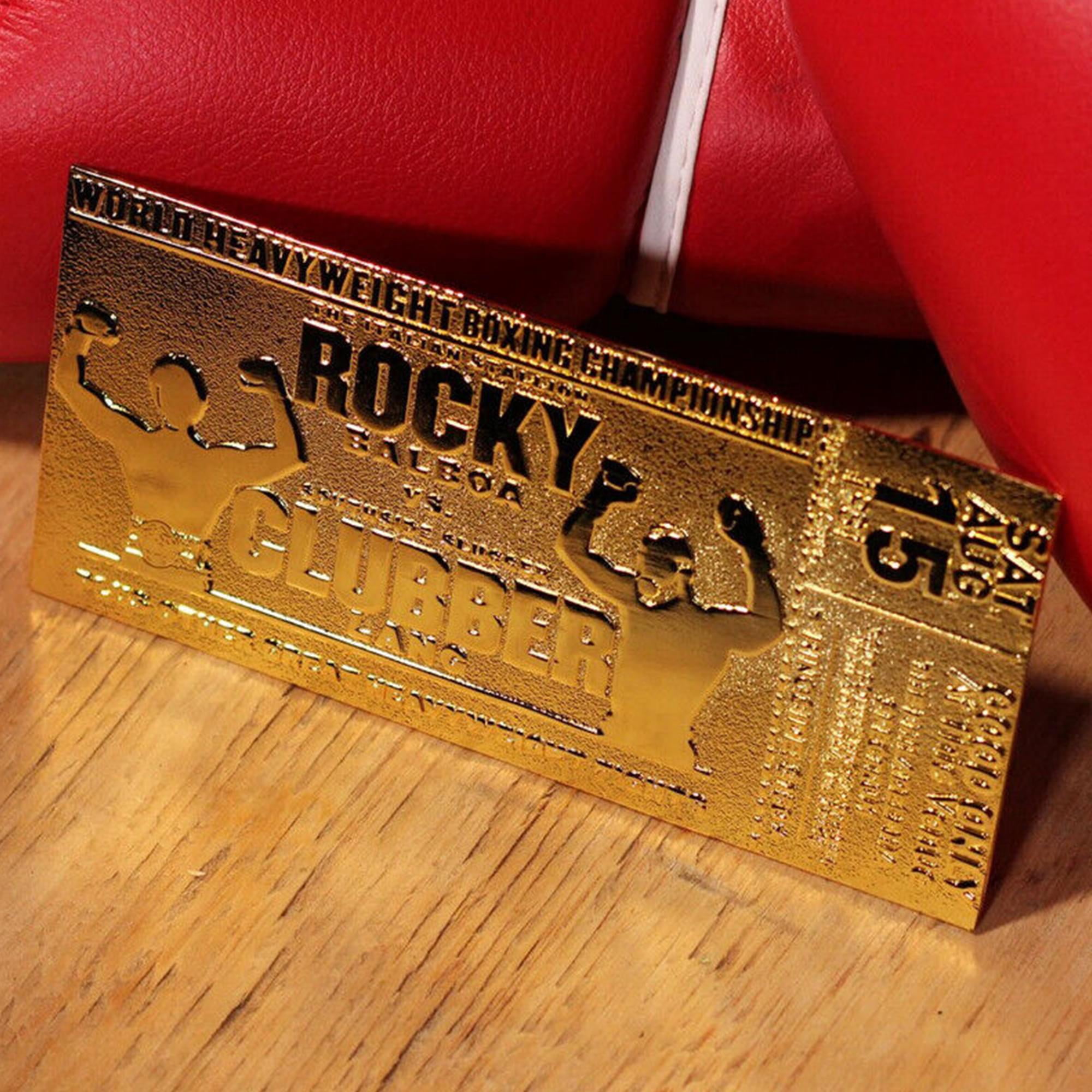Rocky III Fight Ticket Limited Edition Embossed 24K Gold-Plated Metal Replica