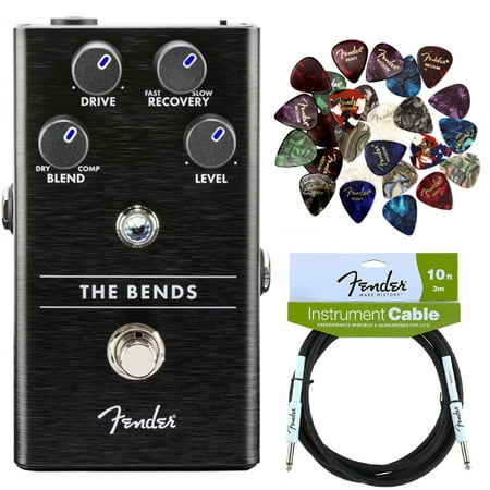 Fender The Bends Compressor Pedal Bundle with Fender Instrument Cable and Pick