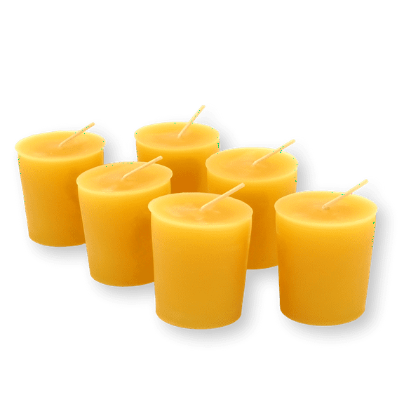 100% Pure Beeswax 15-hour Votives Candles Set of 6, REFILLS (no cup), Organic Hand Made