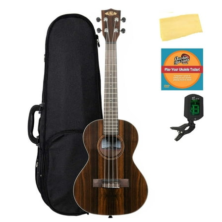 Kala KA-ZCT-T Ziricote Tenor Ukulele Bundle with Hard Case, Tuner, Austin Bazaar Instructional DVD, and Polishing Cloth