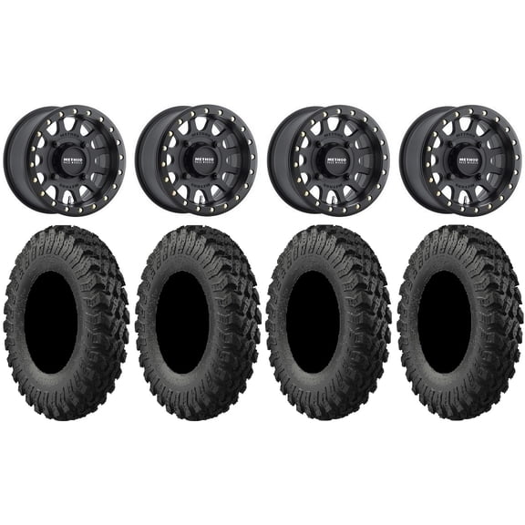 Method 401 14" Bdlk Wheels Bk 5 2 32" MotoRally Tires Can-Am Commander Maverick Renegade Outlander Defender
