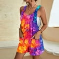 thumbnail image 5 of Lovskoo 2024 Women's Summer Casual Sleeveless Floral Printed Rompers Loose Spaghetti Strap Shorts Overalls Jumpsuit with Pockets Multicolor XL, 5 of 5