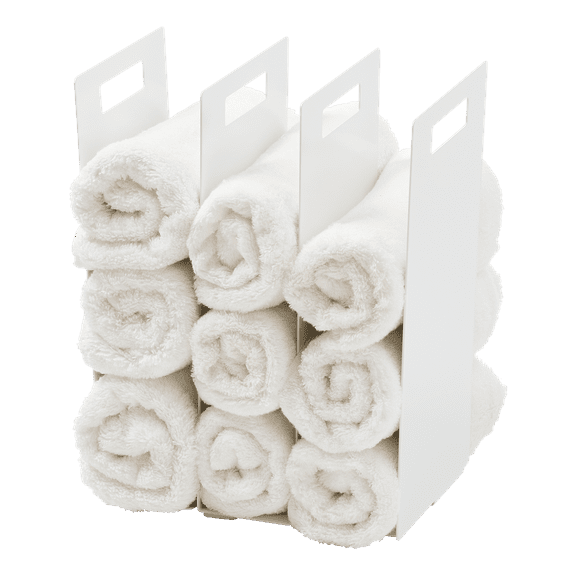 Yamazaki Home Towel Storage Organizer, White, Steel, Handles, No Assembly