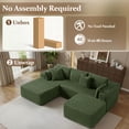 thumbnail image 3 of 3 Seats Boneless Modular Cloud Sectional Sofa with Chaise & Ottoman, Extra-Wide Deep Seats Plush Corduroy Sleeper Soft Couch for Modern Living Rooms, Small Spaces Apartments Green 108"-U Shape Right, 3 of 8