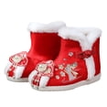 thumbnail image 3 of huajiao 1 Pair Girls Hanfu Shoes Chinese Embroidered Flower Flat Retro Ethnic Slope- Heel Shoes Vintage Floral Silk Shoes, 3 of 6