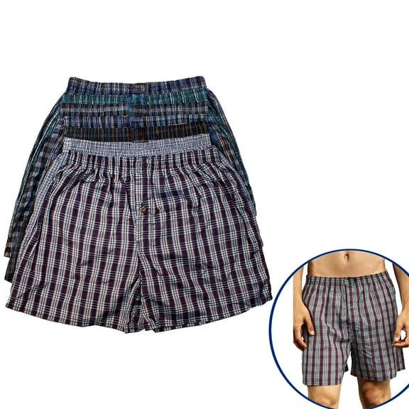 VENTANA Men's 6 Pack Plaid Boxer Shorts Up to 3XL Underwear