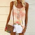 thumbnail image 2 of up to 60% off Gifts Usmixi Womens Tank Tops Beach Fashion Loose Flowy Pleated Spaghetti Strap Shirts Summer Trendy Tie-Dye Round Neck Sleeveless Shirts Blouse Orange XL, 2 of 5